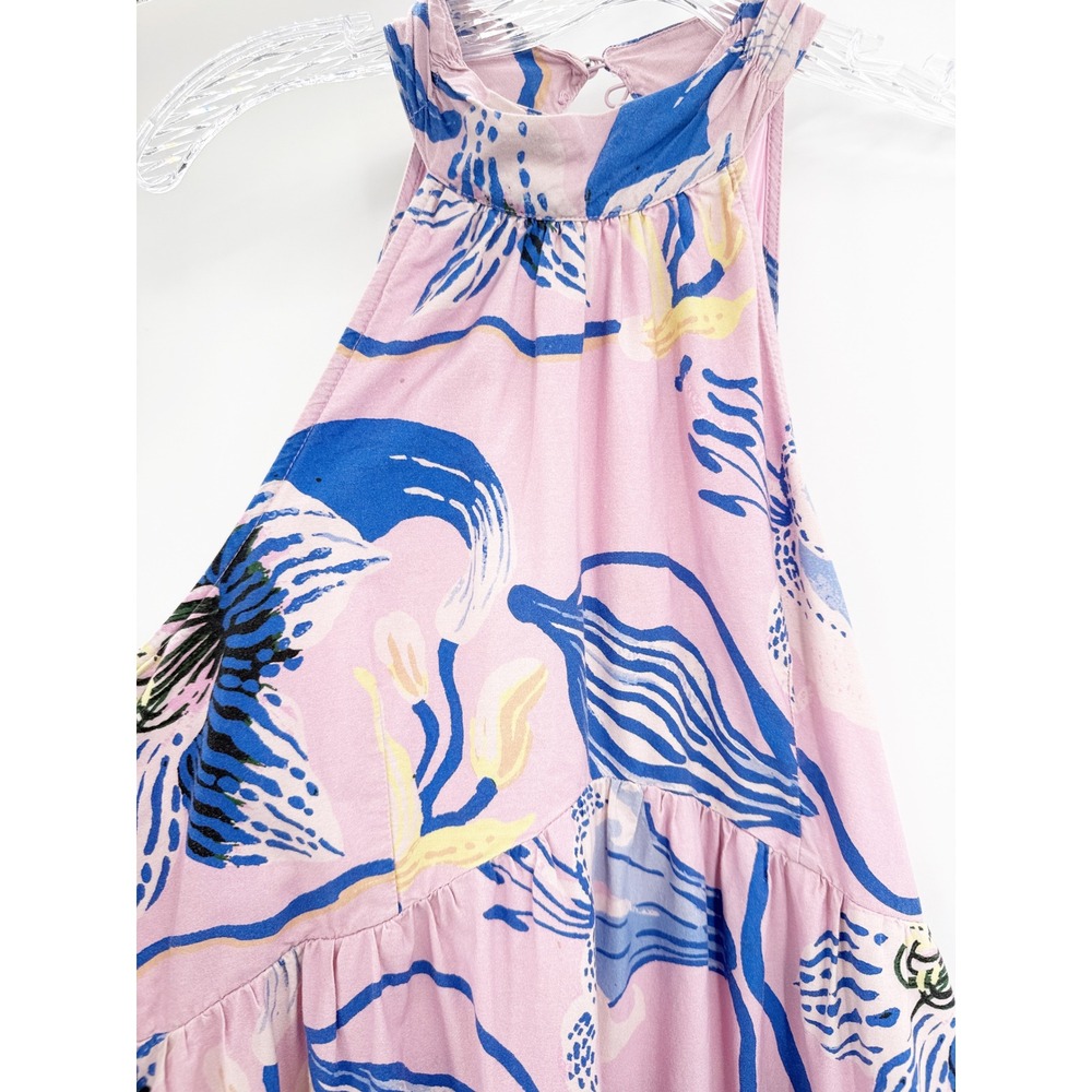 Anthropologie Sarah Gordon for Maeve Pink Blue Floral Halter Maxi Dress Size 8 - Picture 7 of 14